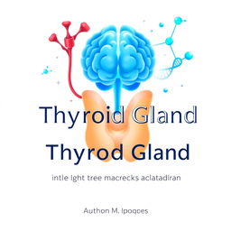 An illustration featuring an anatomical outline of the thyroid gland in soothing medical colors such as blue, green, and white, conveying associations with health and medicine