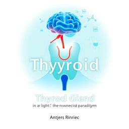 An illustration featuring an anatomical outline of the thyroid gland in soothing medical colors such as blue, green, and white, conveying associations with health and medicine