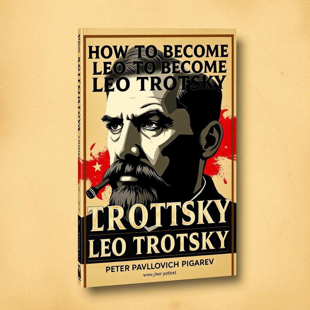 A book cover design for "How to Become Leo Trotsky: A Guide to Developing Thinking and Abilities" by Peter Pavlovich Pigarev