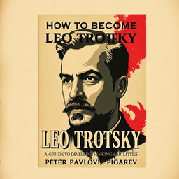 A book cover design for "How to Become Leo Trotsky: A Guide to Developing Thinking and Abilities" by Peter Pavlovich Pigarev