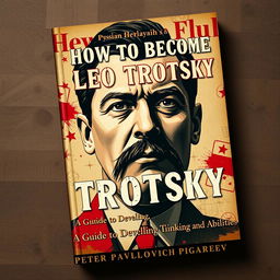 A book cover design for "How to Become Leo Trotsky: A Guide to Developing Thinking and Abilities" by Peter Pavlovich Pigarev