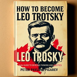 A book cover design for "How to Become Leo Trotsky: A Guide to Developing Thinking and Abilities" by Peter Pavlovich Pigarev