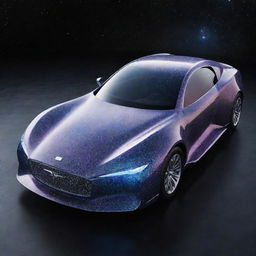 A car of cosmic creation, constructed from the essence of the universe itself, radiating with intergalactic energy, and bearing a price tag that displays a value from the realm of infinity