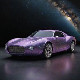 A car of cosmic creation, constructed from the essence of the universe itself, radiating with intergalactic energy, and bearing a price tag that displays a value from the realm of infinity