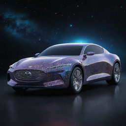 A car of cosmic creation, constructed from the essence of the universe itself, radiating with intergalactic energy, and bearing a price tag that displays a value from the realm of infinity