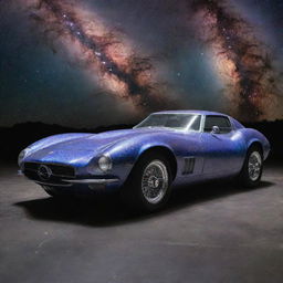 A majestic, fantastical car, crafted from stardust and nebulae, emanating a soft stellar glow, adorned with a price tag that displays a figure that transcends human comprehension