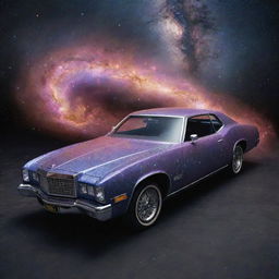 A majestic, fantastical car, crafted from stardust and nebulae, emanating a soft stellar glow, adorned with a price tag that displays a figure that transcends human comprehension