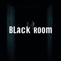 A mysterious scene set in a black room, featuring a man standing in the center