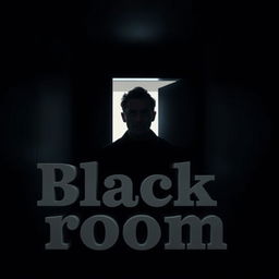 A mysterious scene set in a black room, featuring a man standing in the center