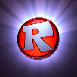 A high-quality depiction of the Roblox logo with vibrant lighting effects focused on the logo, emphasizing its distinctive features