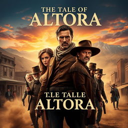 A captivating movie poster titled 'The Tale of Altora,' immersing viewers in the rugged setting of 1884 Colorado