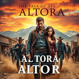 A captivating movie poster titled 'The Tale of Altora,' immersing viewers in the rugged setting of 1884 Colorado