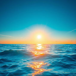 A breathtaking realistic image of the sea under the warm glow of a pretty sunshine