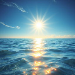 A breathtaking realistic image of the sea under the warm glow of a pretty sunshine