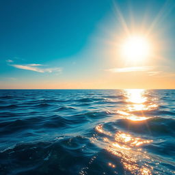 A breathtaking realistic image of the sea under the warm glow of a pretty sunshine