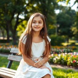 A portrait of a young teenage girl in a serene park setting