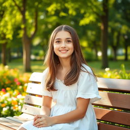 A portrait of a young teenage girl in a serene park setting