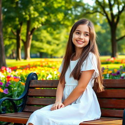 A portrait of a young teenage girl in a serene park setting