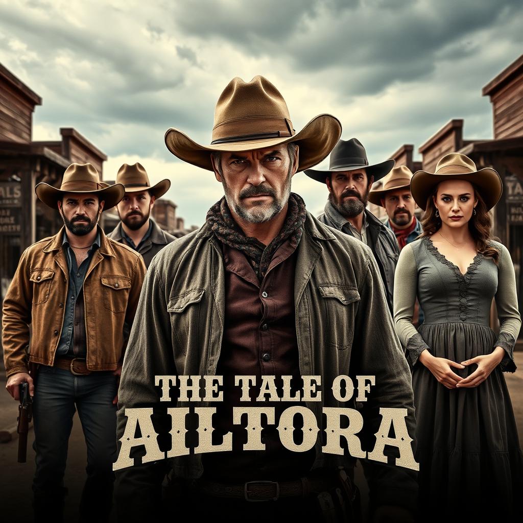 A captivating poster for the movie "The Tale of Altora," set in an 1884 Colorado town