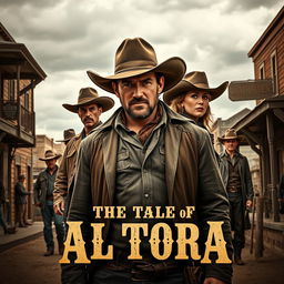 A captivating poster for the movie "The Tale of Altora," set in an 1884 Colorado town