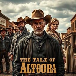 A captivating poster for the movie "The Tale of Altora," set in an 1884 Colorado town