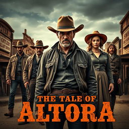 A captivating poster for the movie "The Tale of Altora," set in an 1884 Colorado town