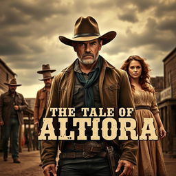 A captivating poster for the movie "The Tale of Altora," set in an 1884 Colorado town