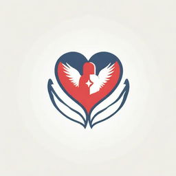 A meaningful logo for an emergency response team. It incorporates a symbol of a helping hand combined with a heart and a cross, representing care, courage, and dedication, colored in shades of red, white, and blue.