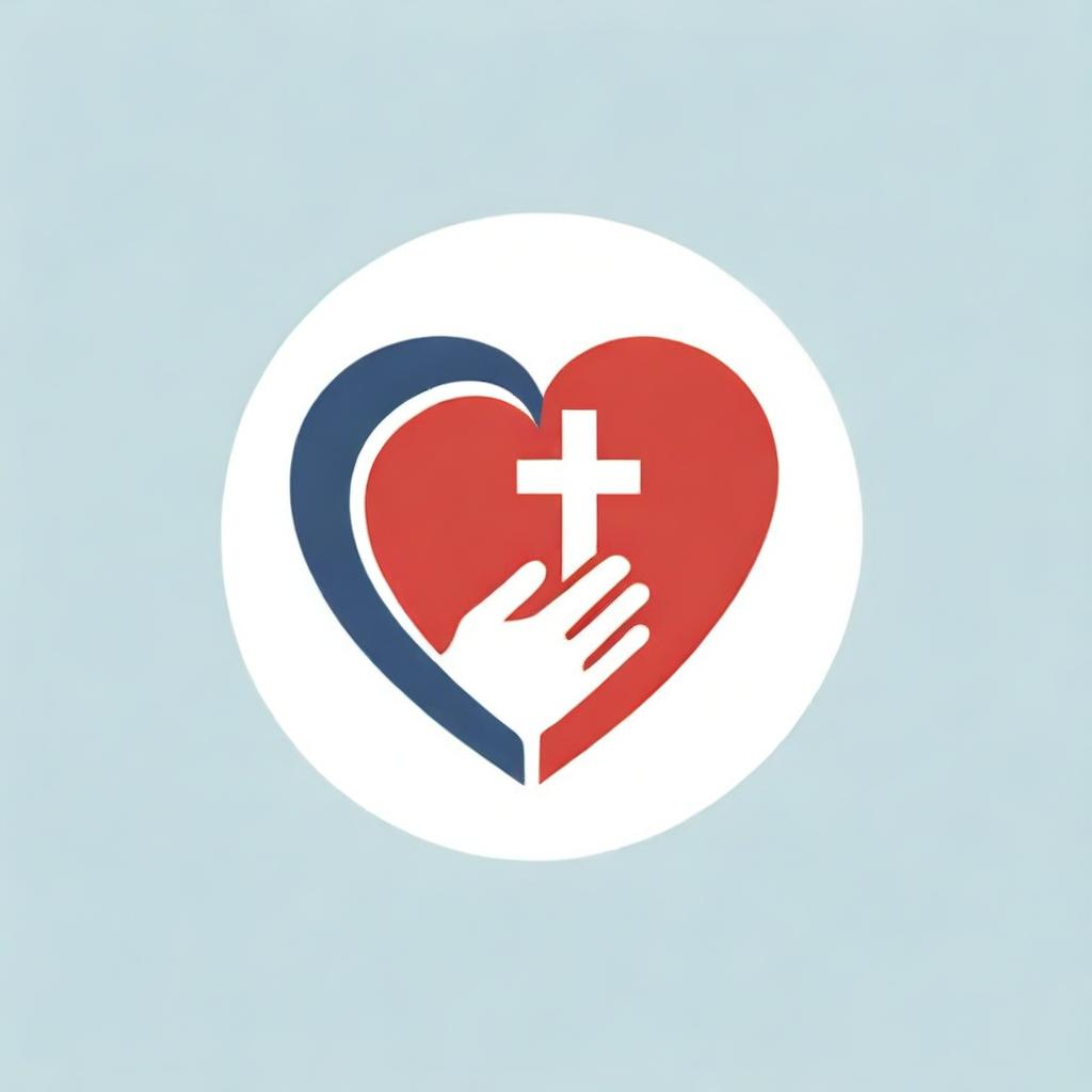 A meaningful logo for an emergency response team. It incorporates a symbol of a helping hand combined with a heart and a cross, representing care, courage, and dedication, colored in shades of red, white, and blue.