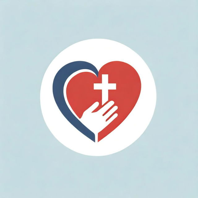 A meaningful logo for an emergency response team. It incorporates a symbol of a helping hand combined with a heart and a cross, representing care, courage, and dedication, colored in shades of red, white, and blue.