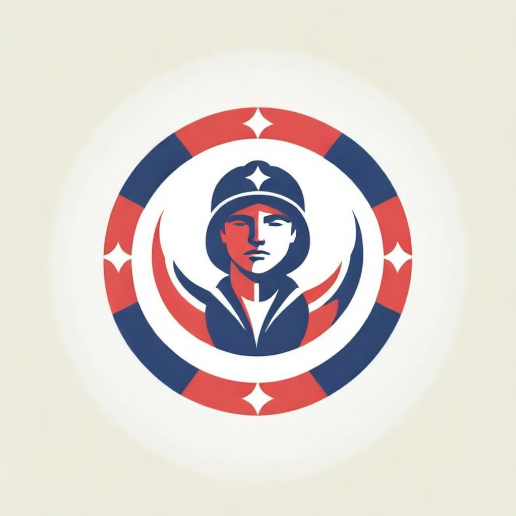 A charismatic and alert logo for an emergency response team. It features a lifebuoy symbol, a siren, and a team of silhouetted responders, embodying courage, readiness, and assistance, in dominant colors of red, white, and blue.