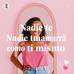 A captivating YouTube thumbnail for a self-love themed video titled "Nadie te amará como tú mismo"