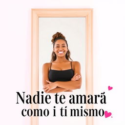 A captivating YouTube thumbnail for a self-love themed video titled "Nadie te amará como tú mismo"