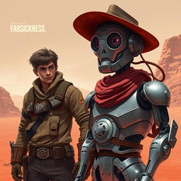 A dynamic concept art scene for the space western story 'Farsickness', set on Mars