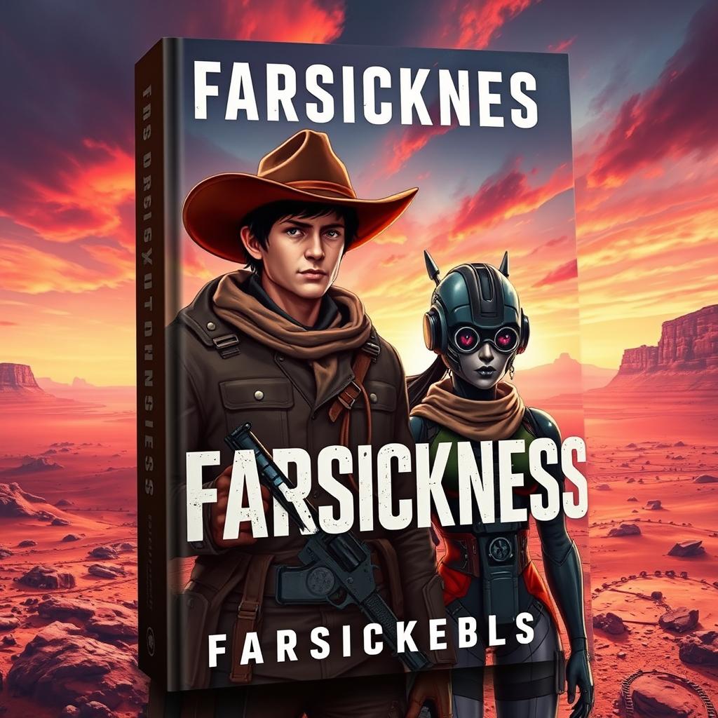 A captivating book cover design for the novel "Farsickness