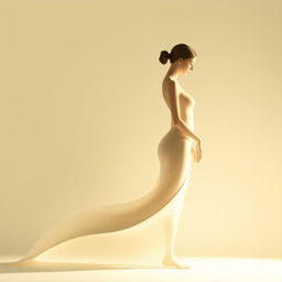 A serene and artistic representation of the human form expressed through the graceful curvature of the figure, embodying elegance and purity in its design, with a focus on the beauty of natural shapes and light softly highlighting the contours