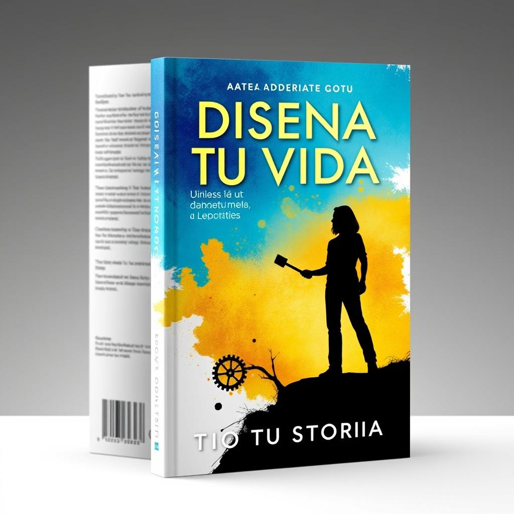 A captivating book cover design titled "Diseña Tu Vida y Cambia Tu Historia", featuring an inspirational and transformative theme