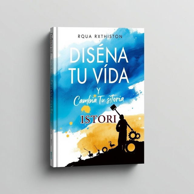 A captivating book cover design titled "Diseña Tu Vida y Cambia Tu Historia", featuring an inspirational and transformative theme