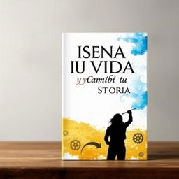 A captivating book cover design titled "Diseña Tu Vida y Cambia Tu Historia", featuring an inspirational and transformative theme