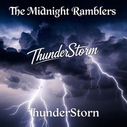 A dramatic song poster featuring a powerful thunderstorm cloud with vibrant, forked lightning striking across the sky