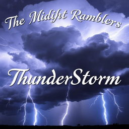 A dramatic song poster featuring a powerful thunderstorm cloud with vibrant, forked lightning striking across the sky