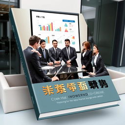 A professional and elegant book cover design depicting people dressed in formal business attire gathered around a conference table