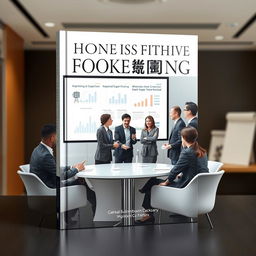 A professional and elegant book cover design depicting people dressed in formal business attire gathered around a conference table