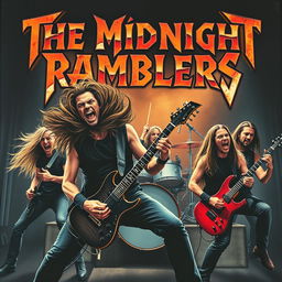 A dynamic poster showcasing the metal band 'The Midnight Ramblers'