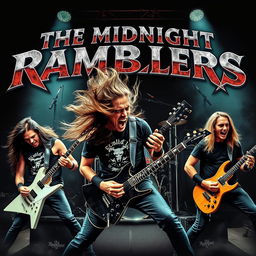 A dynamic poster showcasing the metal band 'The Midnight Ramblers'