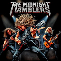 A dynamic poster showcasing the metal band 'The Midnight Ramblers'