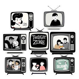 A nostalgic illustration featuring classic 1960s TV shows