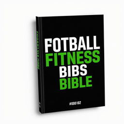 A book cover for "Football Fitness Bible" with a black background and text in white and green