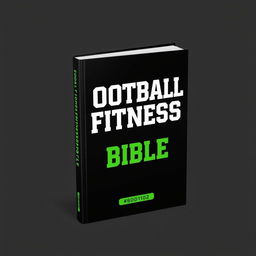 A book cover for "Football Fitness Bible" with a black background and text in white and green