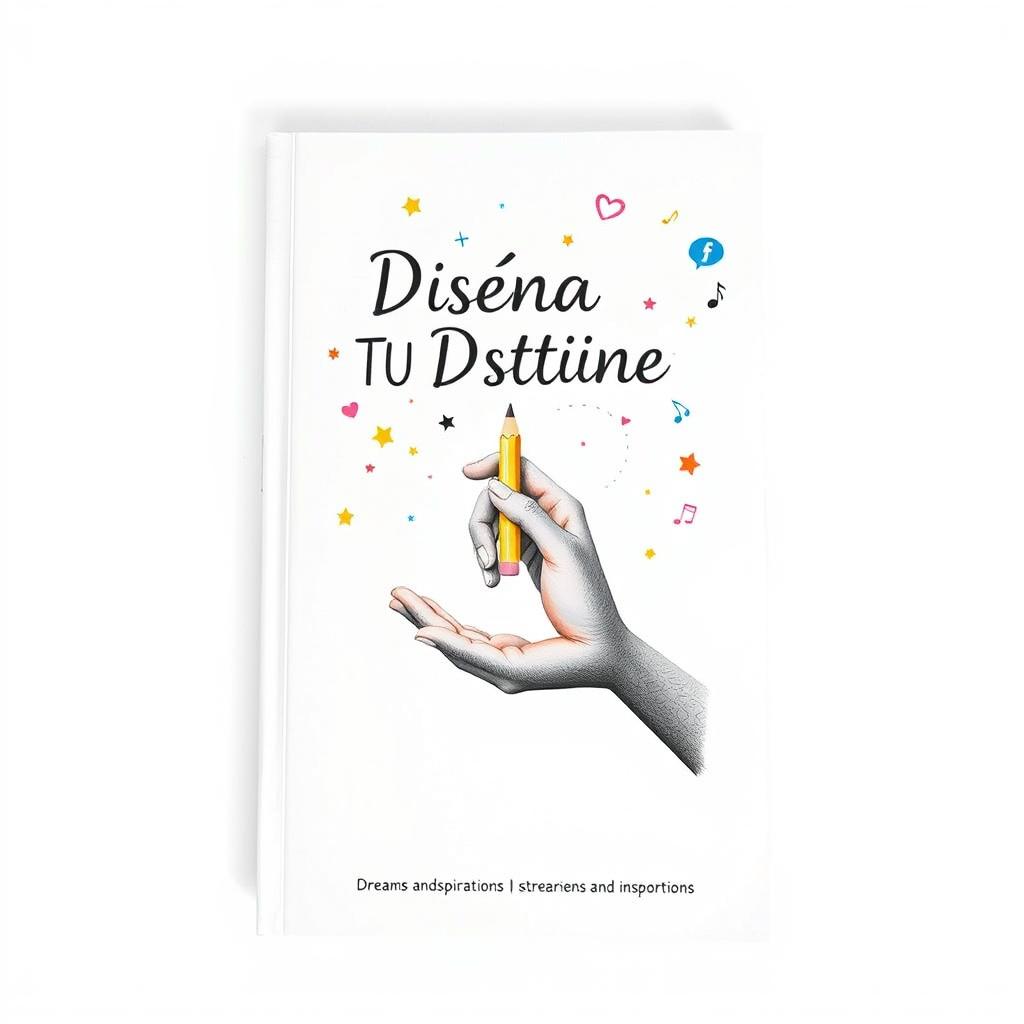 A book cover design titled 'Diseña Tu Destino' (Design Your Destiny) on a white background